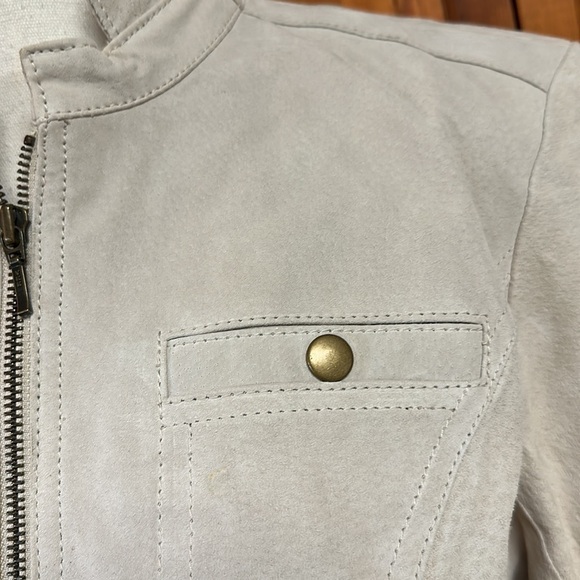 Chicos Suede Leather Birch Utility Biker Moto Jacket Chicos 1/Size 8 - Picture 9 of 13